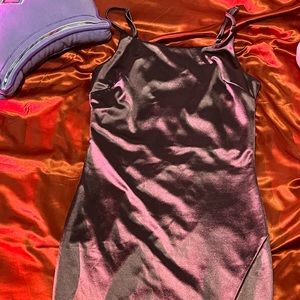 Satin Purple Dress with Leg Slit